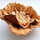 Brooch leather Beige and peach flower with pearls. Brooches. Shagree (Shagree). My Livemaster. Фото №6