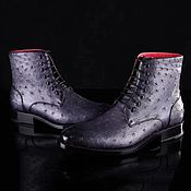 Обувь ручной работы handmade. Livemaster - original item Ostrich leather ankle boots, premium. Handmade.