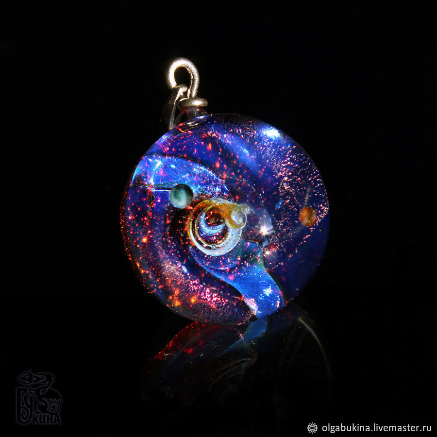 Pendant ball Shining Space. galaxy Glass Universe Necklace lampwork, Pendant, Moscow,  Фото №1
