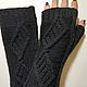 Fingerless long gloves, Patterned stripes, black. Mitts. HOBBIMANIYA. Online shopping on My Livemaster.  Фото №2