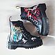 Кастомизация роспись ботинок Dr Martens Алиса в стране чудес Аниме. Ботинки. Наталья Ридная. NataliaDenimArt. Ярмарка Мастеров.  Фото №6