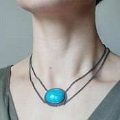 Украшения handmade. Livemaster - original item Necklace made of turquoise (imit) and 925 silver blackening. Handmade.