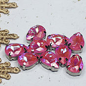 Материалы для творчества handmade. Livemaster - original item Rhinestones 14/10 mm drops Pink in a frame. Handmade.