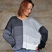 Одежда handmade. Livemaster - original item Jackets: Elongated luxury rag knitted gray-white jacket. Handmade.