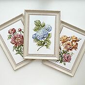 Для дома и интерьера handmade. Livemaster - original item Tiles and tiles: Panel Garden flowers 3 pcs. Handmade.