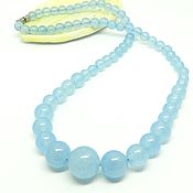 Работы для детей, handmade. Livemaster - original item Beads of chalcedony sky Blue 46 cm. Handmade.