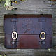 Leather portfolio, for documents, in vintage style, Brief case, Sevsk,  Фото №1