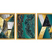 Картины и панно handmade. Livemaster - original item Emerald-gold triptych. Handmade.