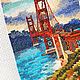 Вышивка "Golden gate bridge". Картины. Мастерская Юлии Велигодской. Интернет-магазин Ярмарка Мастеров.  Фото №2