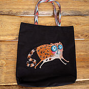 Сумки и аксессуары handmade. Livemaster - original item Cotton bag-shopper "A scared Cat". Handmade.