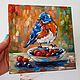 Robin and juicy berries oil painting. Buy a bird painting. Pictures. Vladyart. Online shopping on My Livemaster.  Фото №2