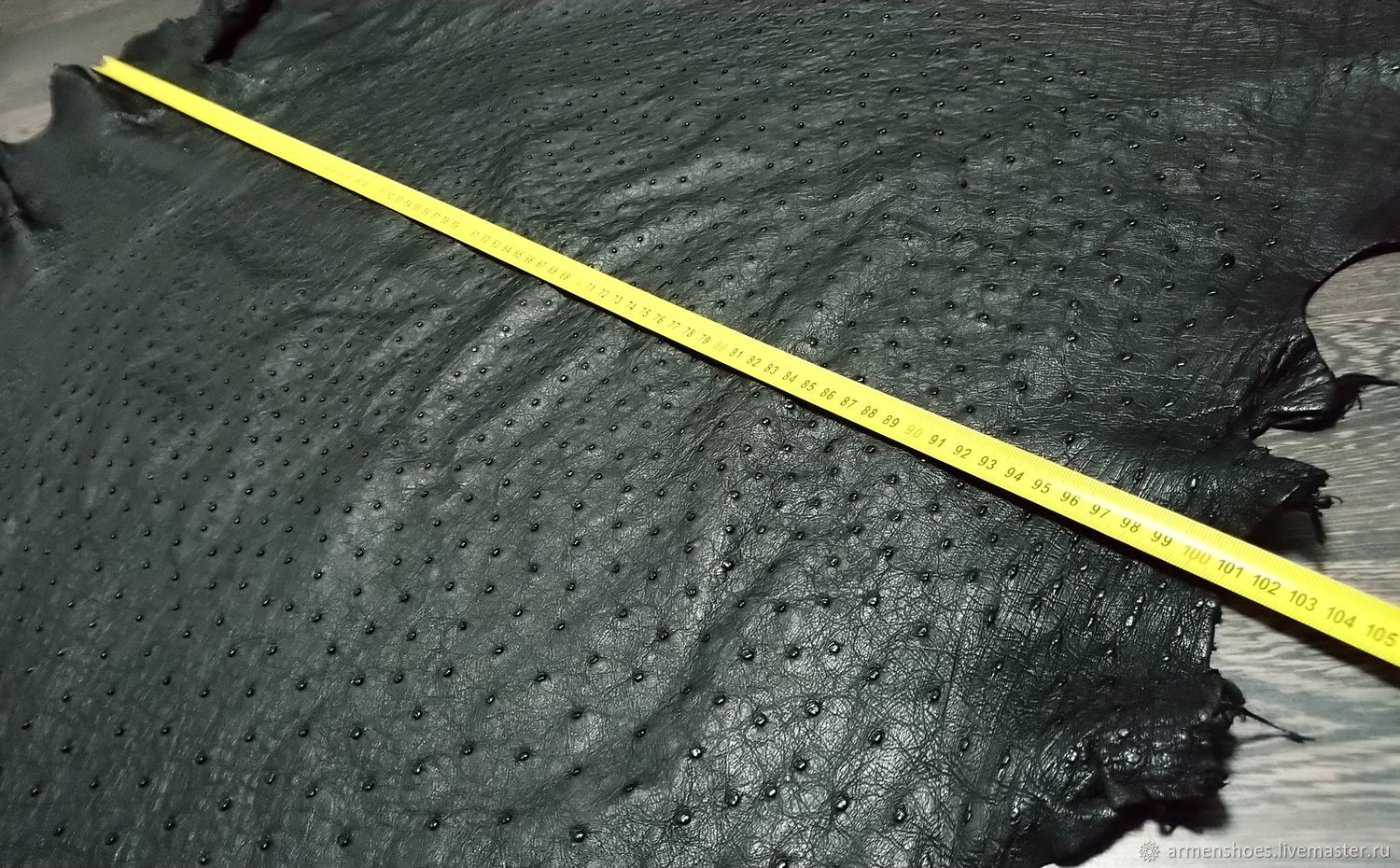 Ostrich leather, soft finish, in black купить на Ярмарке Мастеров