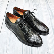 Обувь ручной работы handmade. Livemaster - original item Men`s shoes made of alligator leather, in dark blue.. Handmade.