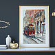 Painting: painting watercolor drawing landscape city RED TRAM. Pictures. pictures & decor of TanyaSeptember. Online shopping on My Livemaster.  Фото №2