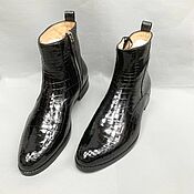 Обувь ручной работы handmade. Livemaster - original item Half-boots made of genuine crocodile leather, in black.. Handmade.