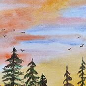 Картины и панно handmade. Livemaster - original item Sunset. Watercolor landscape.. Handmade.