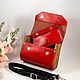 Amely-Red leather women's handbag, bag with wood. Crossbody bag. Lemberg Leather. My Livemaster. Фото №4