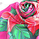 Batik Shawl 'Poinsettia' Natural silk 100% Painted. Shawls1. Silk Batik Watercolor ..VikoBatik... Online shopping on My Livemaster.  Фото №2