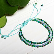Украшения handmade. Livemaster - original item A set of bright green bracelets on a thread. Handmade.