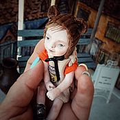 Куклы и игрушки handmade. Livemaster - original item Pocket Doll Made of Polymer Clay Brown Bear Chatter Doll. Handmade.