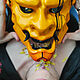 Японская маска Хання желтая Cyberpunk 2022. Маски интерьерные. Qarma Masks. Ярмарка Мастеров.  Фото №5