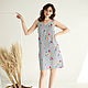 Striped sundress with embroidery cotton, sundress with ties, Dresses, Novosibirsk,  Фото №1