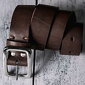 Аксессуары handmade. Livemaster - original item Brown leather belt with molded stainless steel buckle. Handmade.