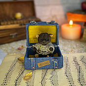 Куклы и игрушки handmade. Livemaster - original item Vintage teddy bear in a handmade denim suitcase. Handmade.