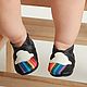 Rainbow, Baby Shoes, Black Baby Booties, Leather Baby Shoes, Slippers, Kharkiv,  Фото №1
