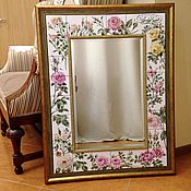Для дома и интерьера handmade. Livemaster - original item Painting ceramic Painting tile Mirror Roses. Handmade.