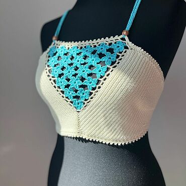 Одежда ручной работы. Ярмарка Мастеров - ручная работа Вязаный кроп - топ. Handmade.
