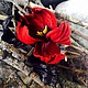 Украшение из кожи "Red очень red)))". Брошь-булавка. Инна Шкуропат. Интернет-магазин Ярмарка Мастеров.  Фото №2
