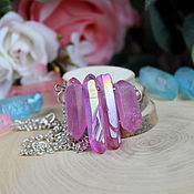 Украшения handmade. Livemaster - original item Pendant crystal quartz two-tone rhinestone pink. Handmade.