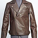 Leather jacket brown men's motorcycle, Mens outerwear, Pushkino,  Фото №1