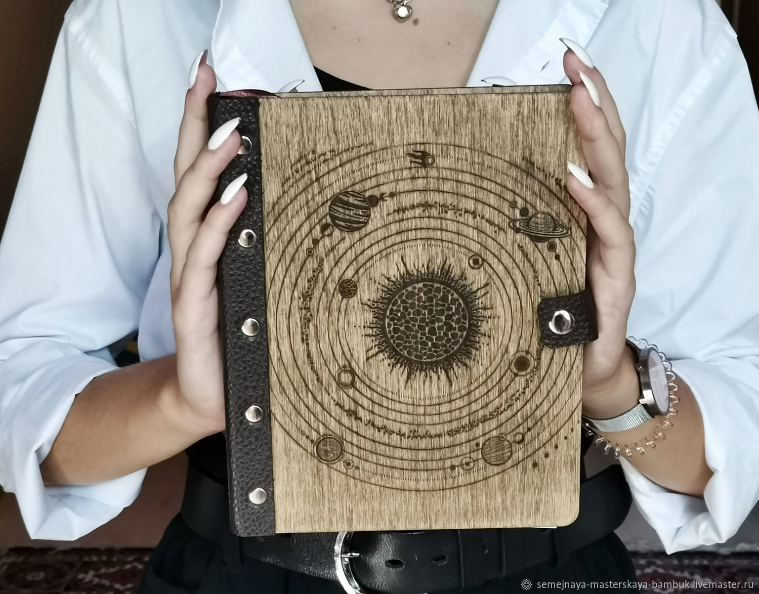 Handmade A5 wooden notebook with leather binding, Notebooks, Krasnodar,  Фото №1