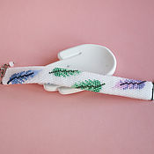 Украшения handmade. Livemaster - original item White beaded bracelet with feathers. Handmade.