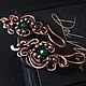 Order Earrings with a jade stone in a copper braid ' Legend'. Del-moro. Livemaster. . Earrings Фото №3