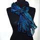 Scarf women's silk blue emerald long thin light pressed. Scarves. Silk scarves gift for Womans. My Livemaster. Фото №4