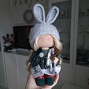 Куклы и игрушки handmade. Livemaster - original item Bolshenozhka Bunny author`s doll Textile Doll interior. Handmade.
