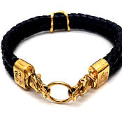 Украшения handmade. Livemaster - original item Double leather bracelet bronze gilding 