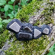 Украшения handmade. Livemaster - original item Pin brooch: with obsidian leather. Handmade.