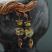 Украшения handmade. Livemaster - original item Earrings-hooks Nomad boho copper glass ethnic. Handmade.
