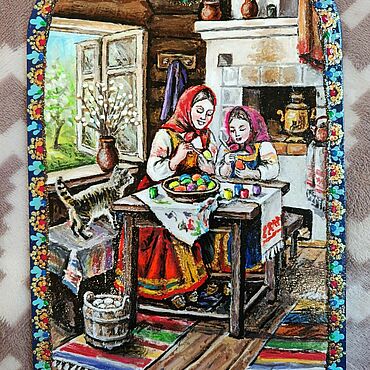 Для дома и интерьера ручной работы. Ярмарка Мастеров - ручная работа Утварь: 886. Разделочная доска Вербное воскресенье-1. Handmade.