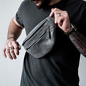 Сумки и аксессуары handmade. Livemaster - original item Banana Belt Leather Bag (standard). Grey. Handmade.