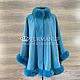Elegant poncho with arctic fox fur in the color of rosemary, Coats, Moscow,  Фото №1