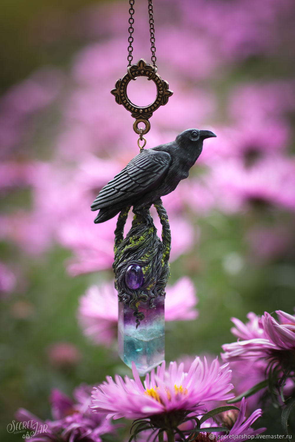 Кулон "Raven hill" с кристаллом флюорита в интернет-магазине Ярмарка ...