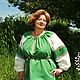 Dress Russian Slavic linen green Kupava. Folk dresses. Kupava - ethno/boho. Online shopping on My Livemaster.  Фото №2