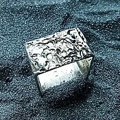 Textured Silver Unisex Ring with Blackening
