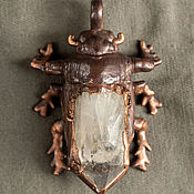 Украшения handmade. Livemaster - original item Copper Pendant Beetle Scarab Rhinestone No. 2. Handmade.