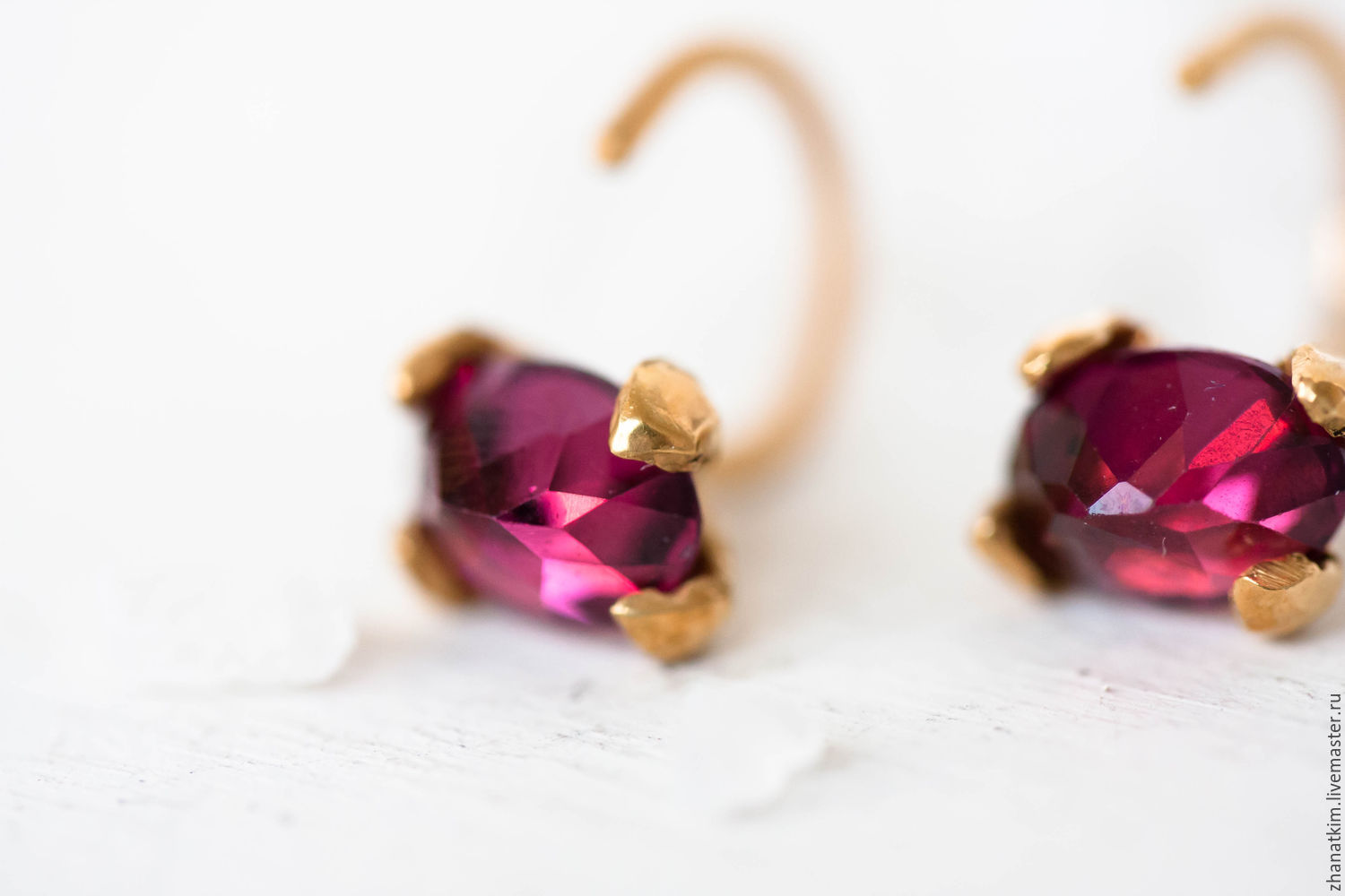 Gold Earrings With Garnet Vermeil Studs Minimal Earrings Handmade Livemaster Gold With Garnet Vermeil Studs